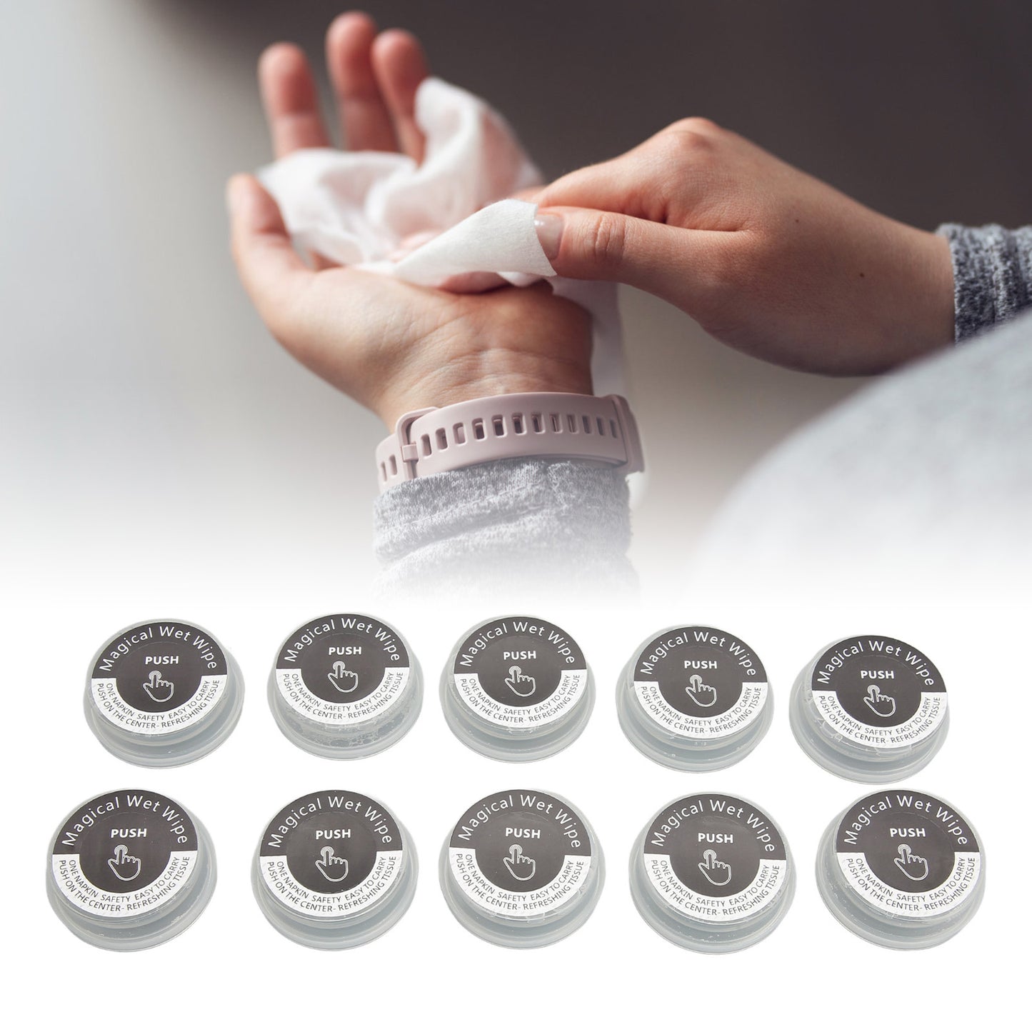 Compressed Wet Wipes, Portable wet wipes