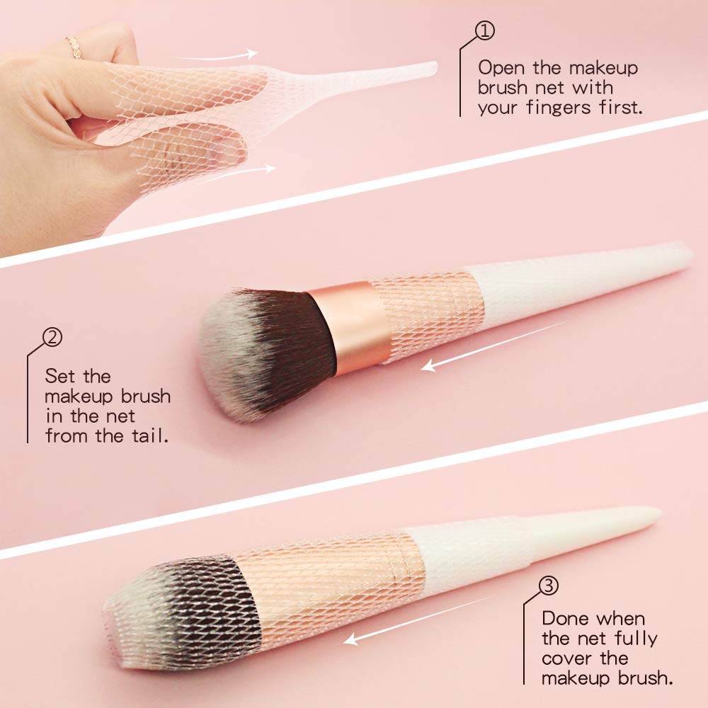 Makeup Brush Mesh Cover, Makeup Cosmetic Beauty Brushes Protector Set Reusable Expandable Mesh Cover