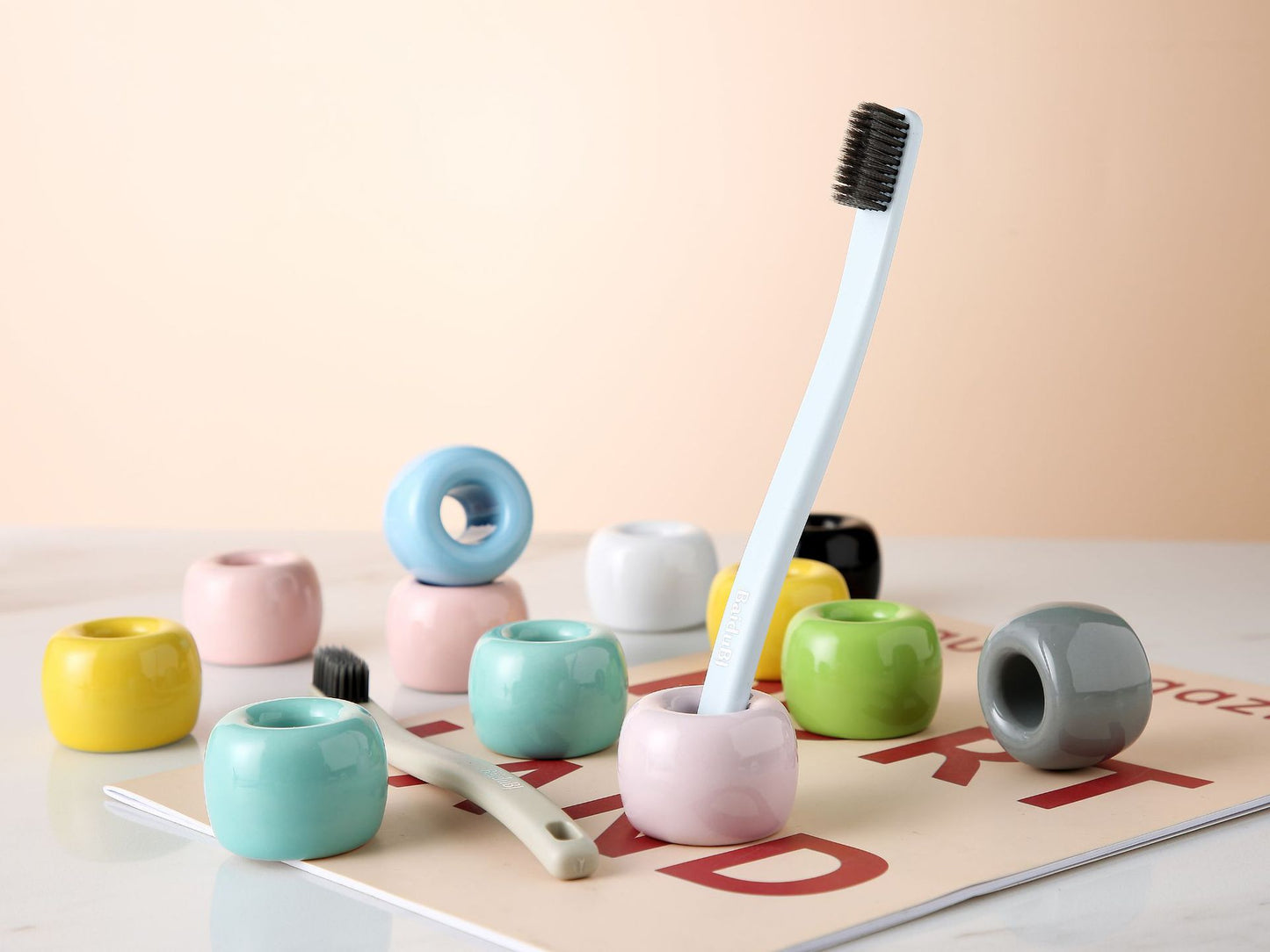 Ceramic Multipurpose Holder for toothbrush and makeup brushes