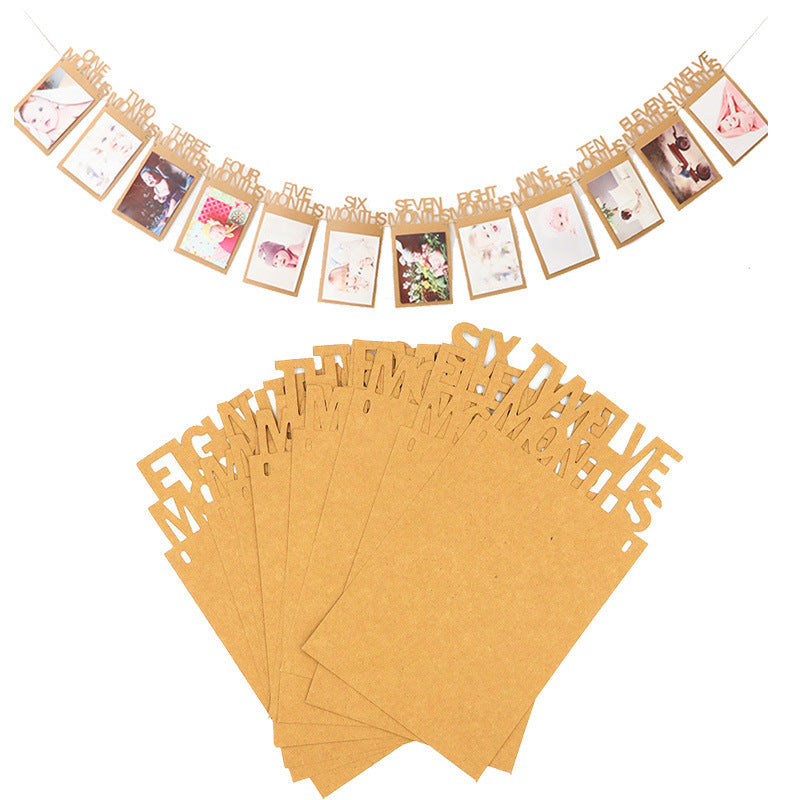 12 Months Baby Photo Banner, New Born 1st Birthday Baby Photo Banner, Party Decoration