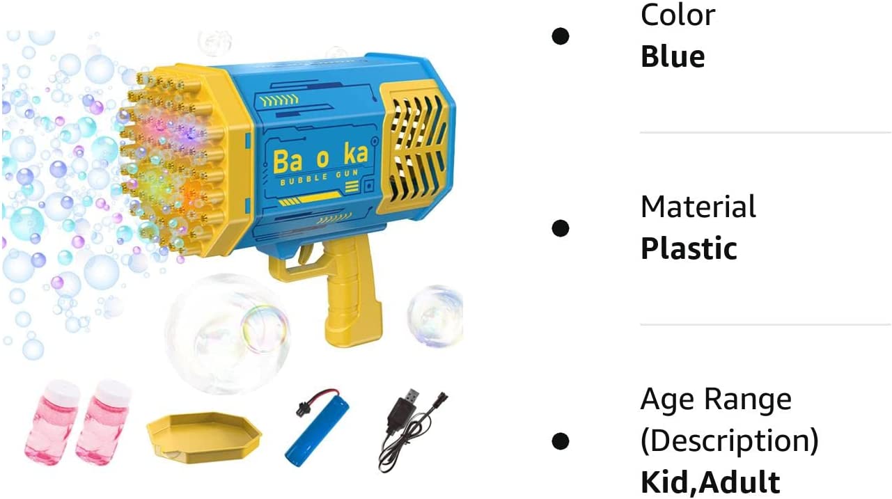 69 Holes Bubbles Gun with Colorful Lights for Kids and Adult, Automatic Bubble Maker Gun for Indoor Outdoor Playing Activity