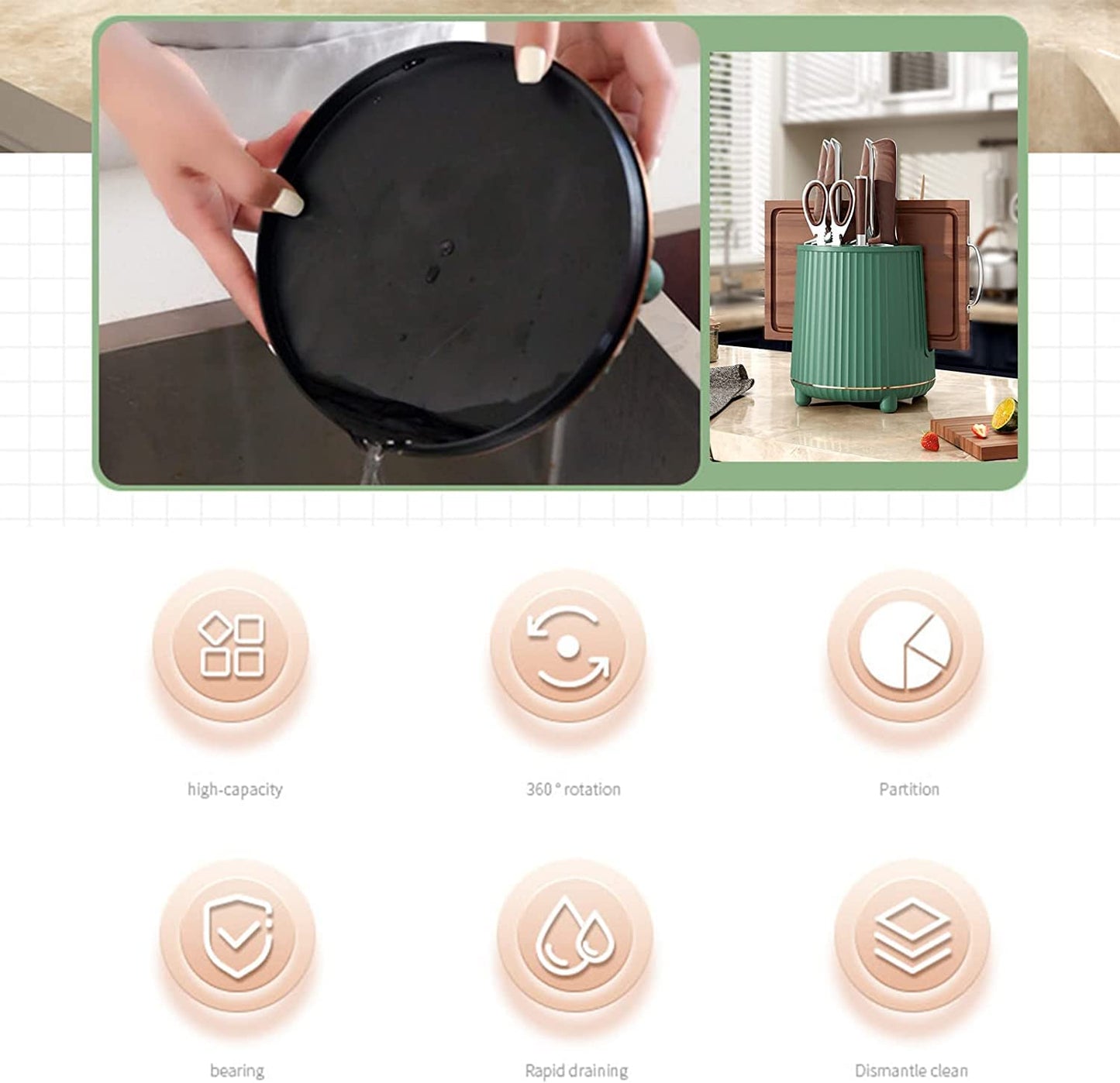 Rotating Kitchen Utensils Holder