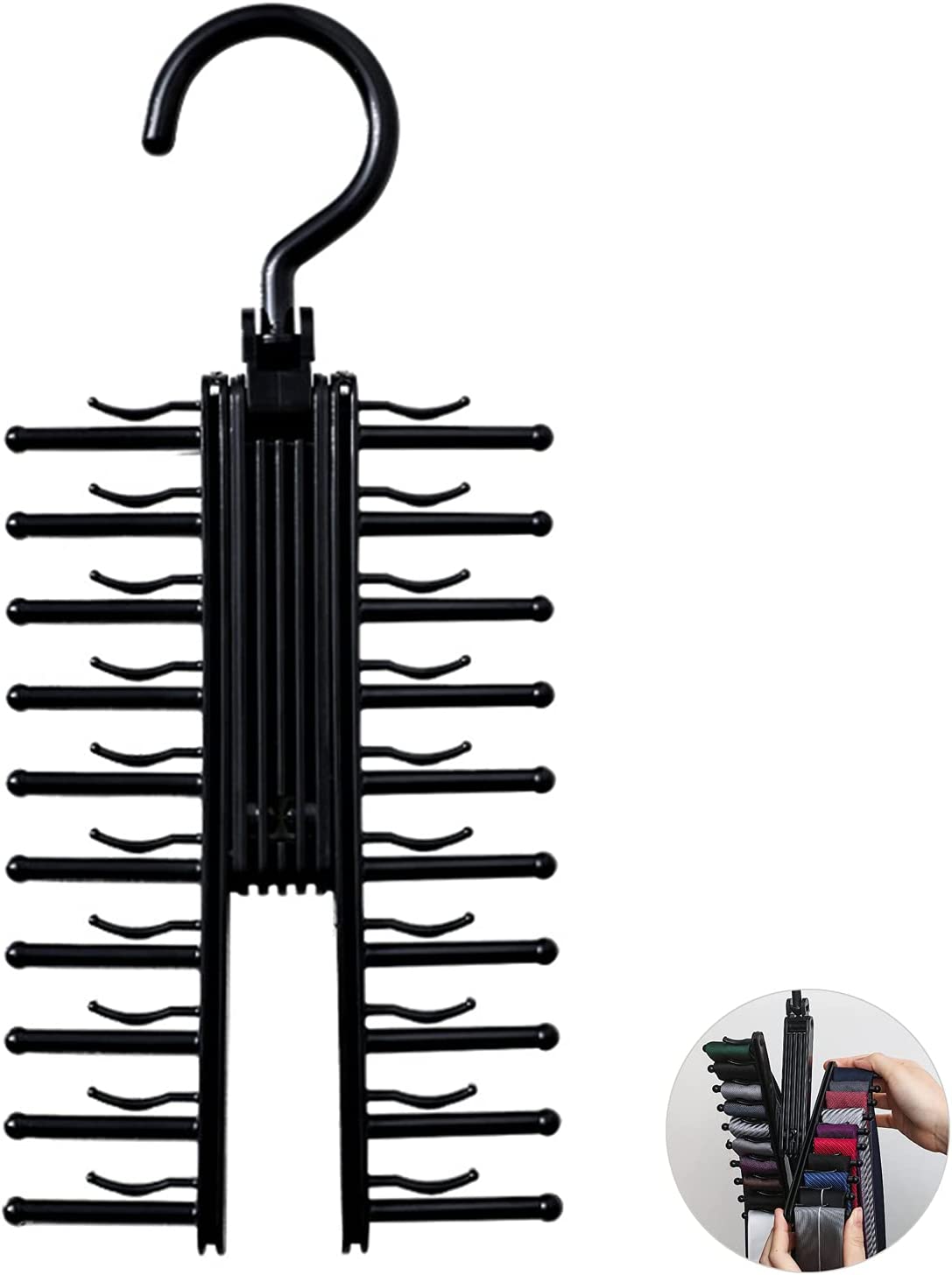 Multilayer Tie hanger Tie Rack Organizer Belt Hanger with Non-Slip Clips Multilayer for Ties, and Scarves Storage For 20 Ties or Scarves