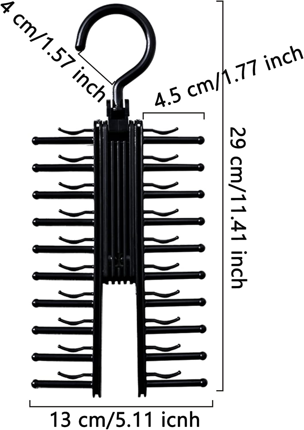 Multilayer Tie hanger Tie Rack Organizer Belt Hanger with Non-Slip Clips Multilayer for Ties, and Scarves Storage For 20 Ties or Scarves