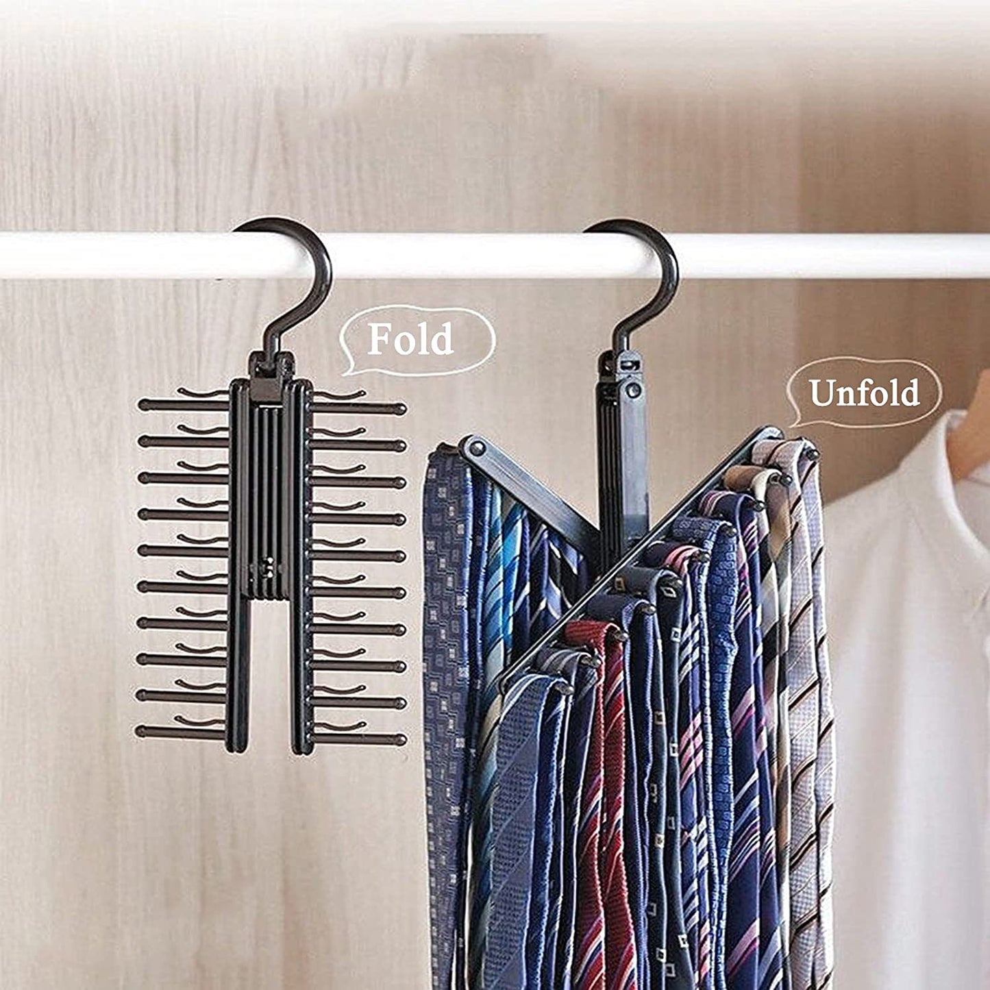 Multilayer Tie hanger Tie Rack Organizer Belt Hanger with Non-Slip Clips Multilayer for Ties, and Scarves Storage For 20 Ties or Scarves