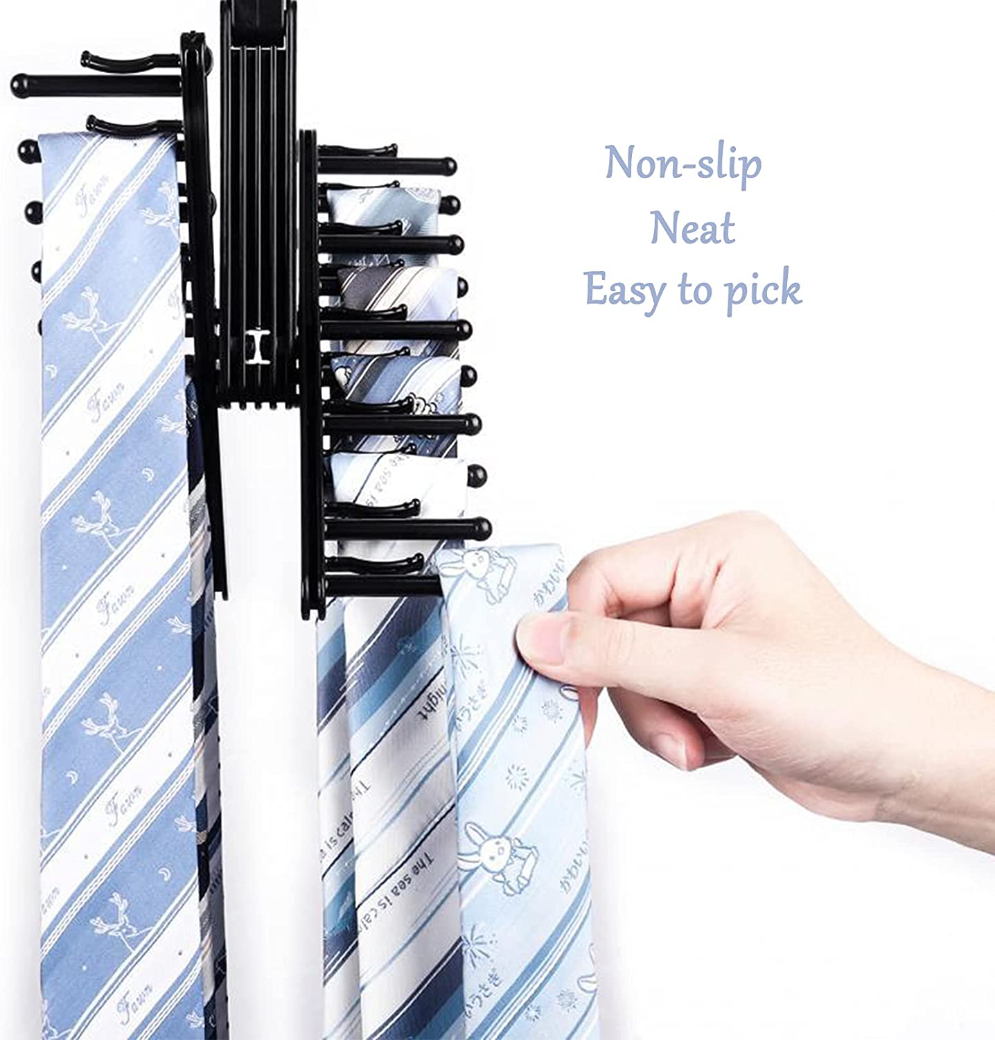 Multilayer Tie hanger Tie Rack Organizer Belt Hanger with Non-Slip Clips Multilayer for Ties, and Scarves Storage For 20 Ties or Scarves