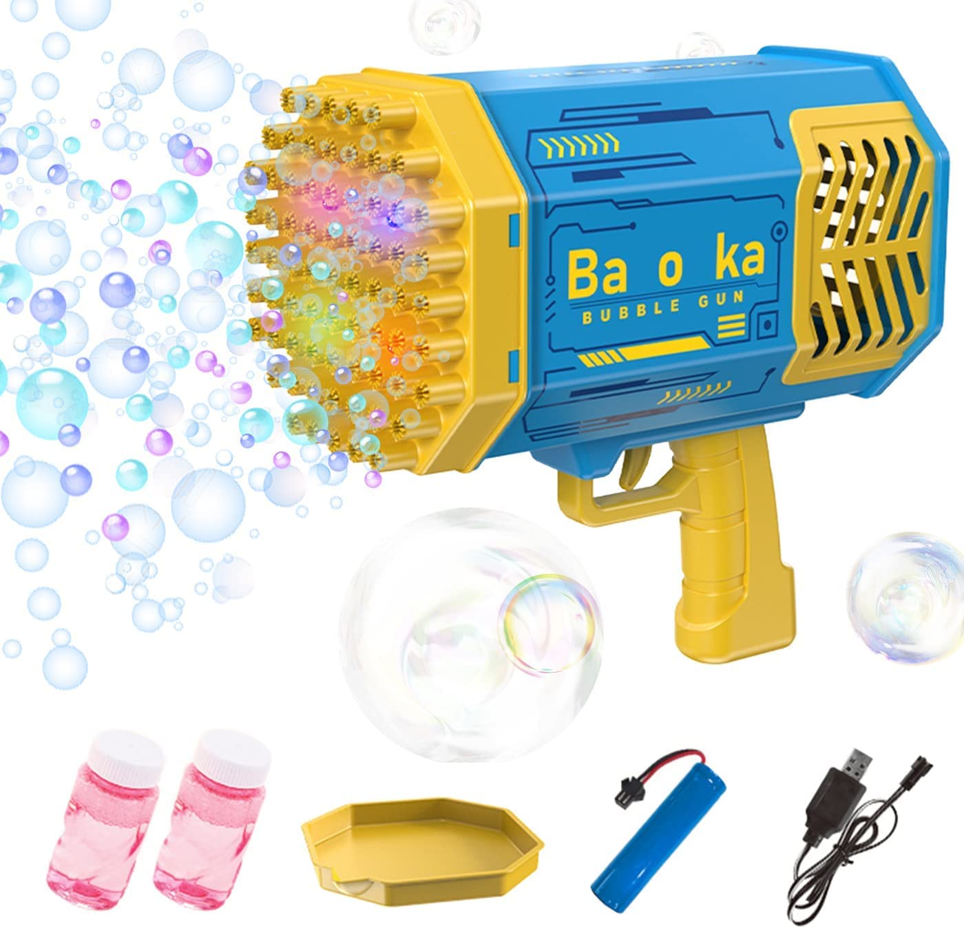 69 Holes Bubbles Gun with Colorful Lights for Kids and Adult, Automatic Bubble Maker Gun for Indoor Outdoor Playing Activity