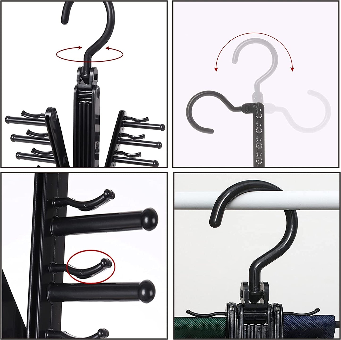 Multilayer Tie hanger Tie Rack Organizer Belt Hanger with Non-Slip Clips Multilayer for Ties, and Scarves Storage For 20 Ties or Scarves