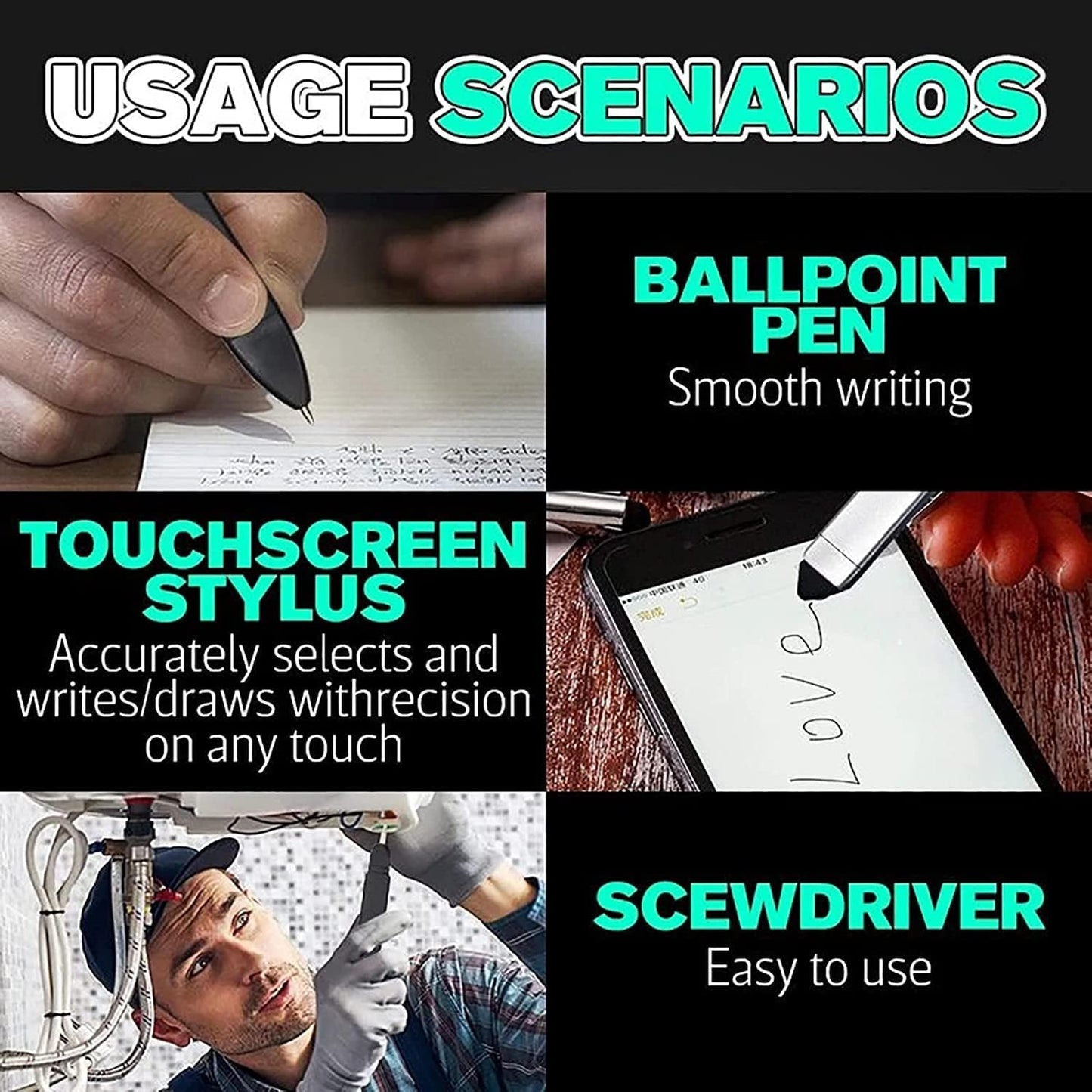 4 in 1 Multifunctional Pen , Phone holder, Stylus, Screwdriver