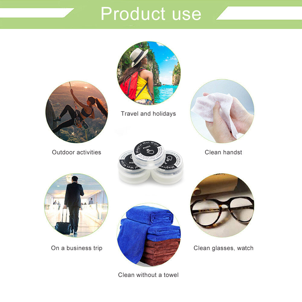 Compressed Wet Wipes, Portable wet wipes