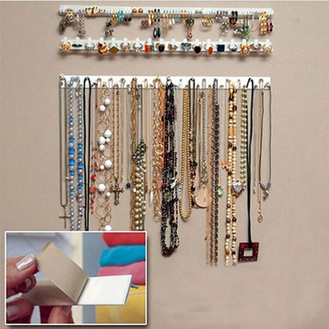 Wall Jewelry Orgainzer, 9 Pcs Adhesive Wall Mount Jewelry Hooks Set