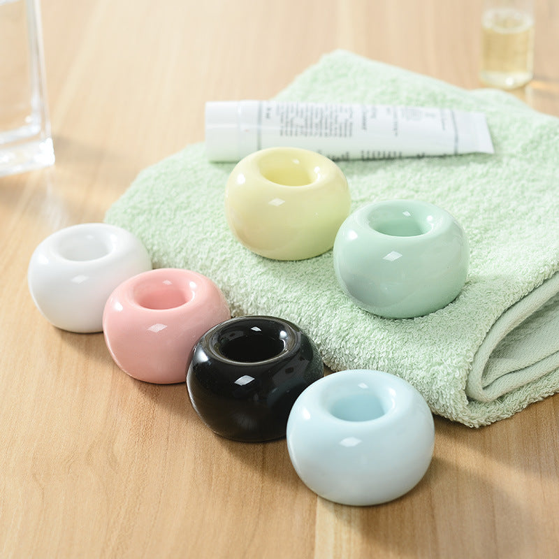 Minimalist ceramic toothbrush holder