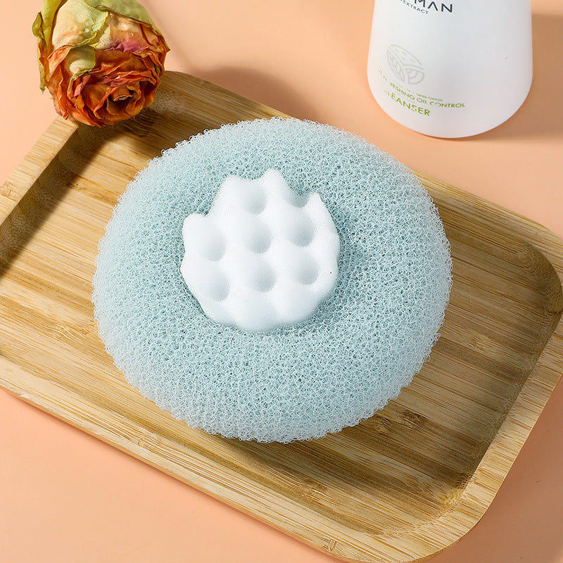 Exfoliating bath sponge in blue