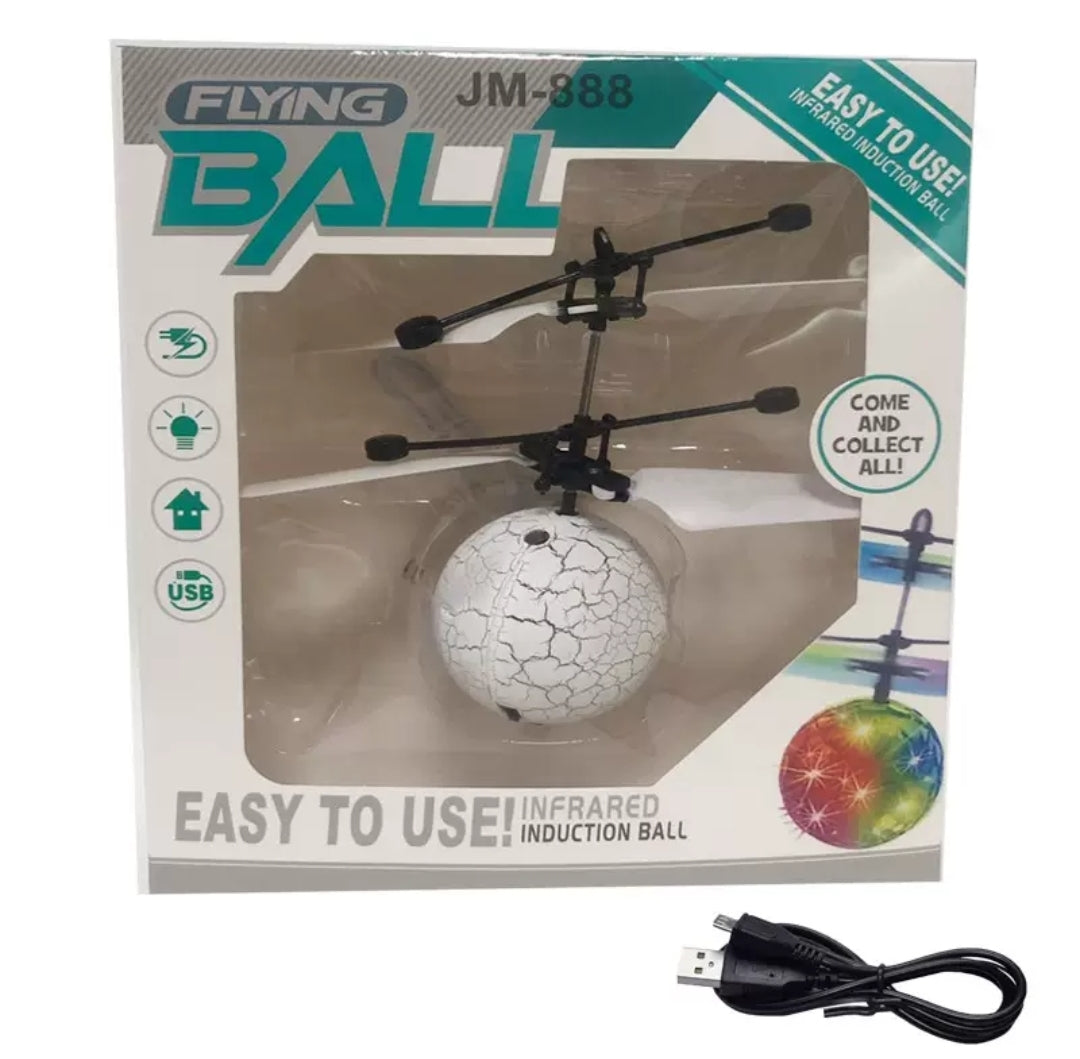 Flying sensor ball, white with multicolor lights