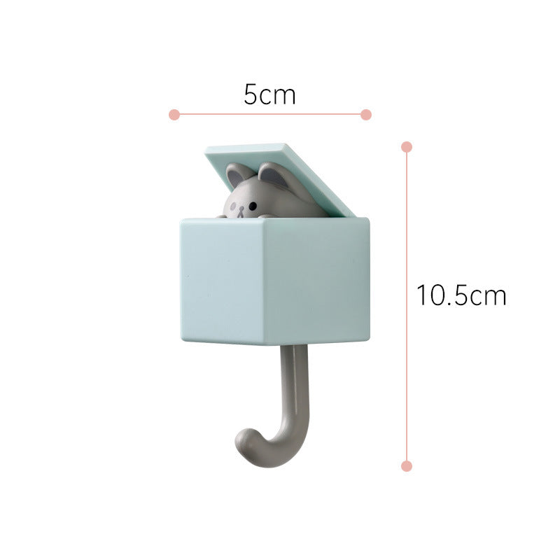 Pop up animal hook, grey mouse with blue box