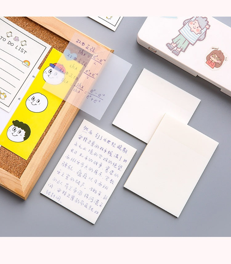 Clear self-adhesive note sheets