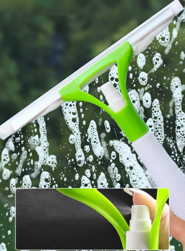 Windows Wiper with Spray for Windows, Bathroom Tiles, Washroom, Kitchen, Door, Floor and Car