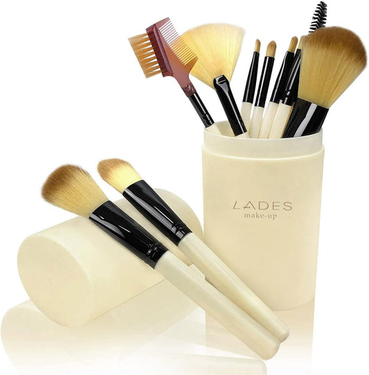 12 makeup brushes set in beige