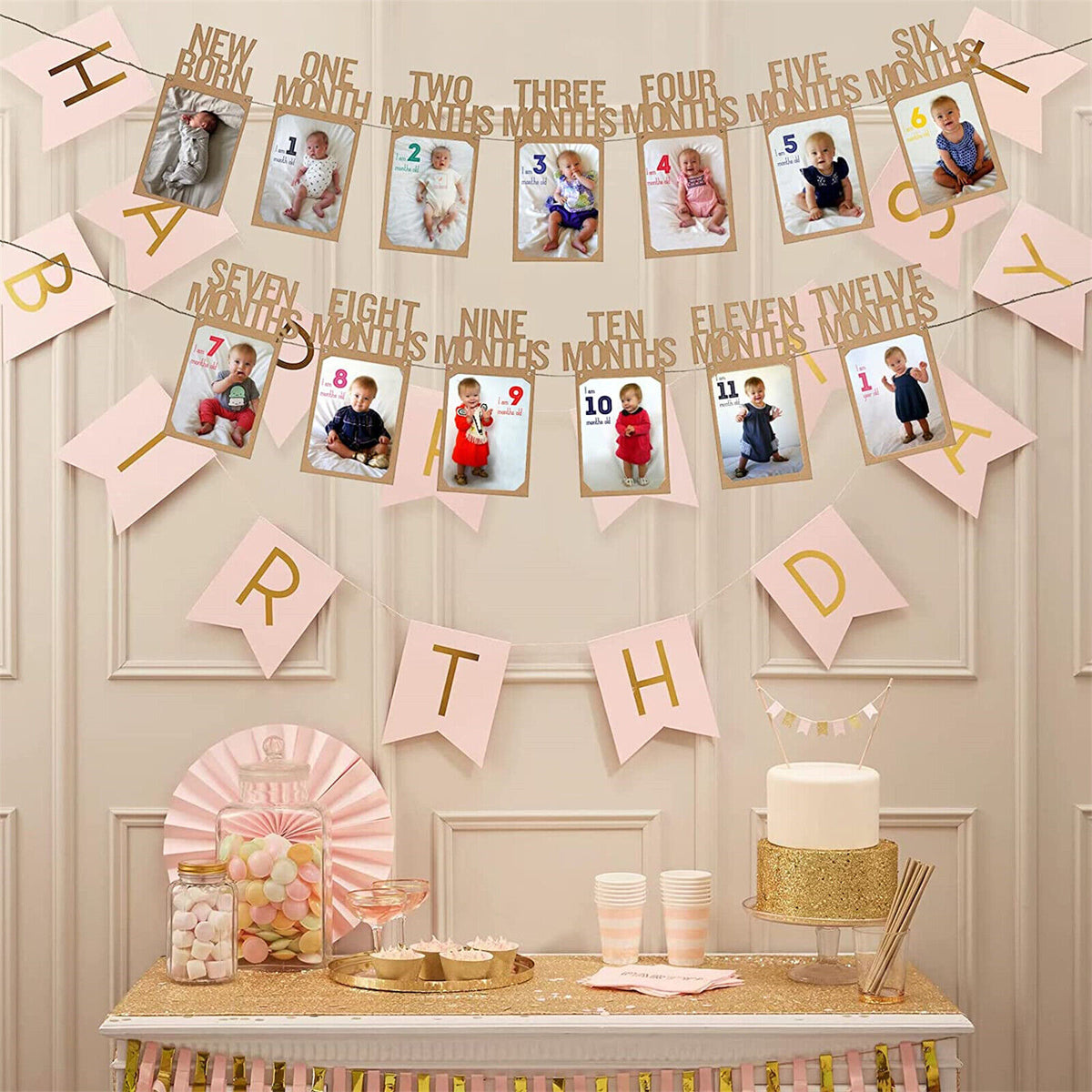 12 months baby photo banner for a first birthday