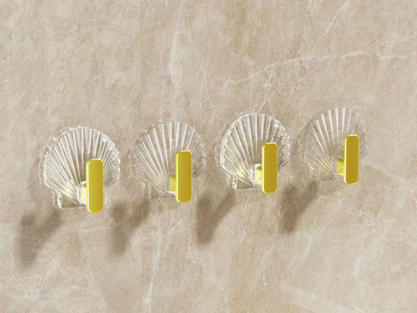 Shell Design Adhesive Hooks (4 Pcs)