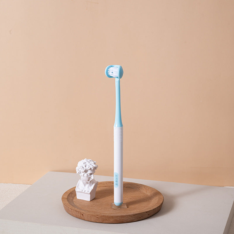 3-sided toothbrush in blue
