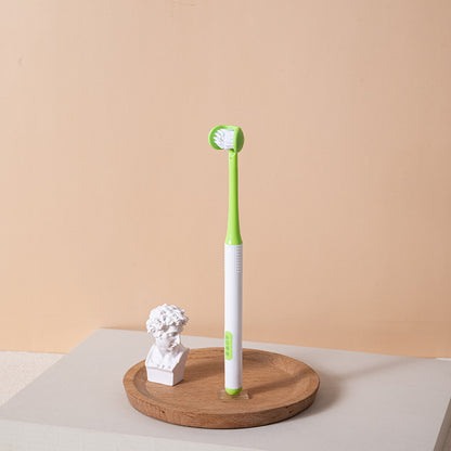 3-sided toothbrush in green