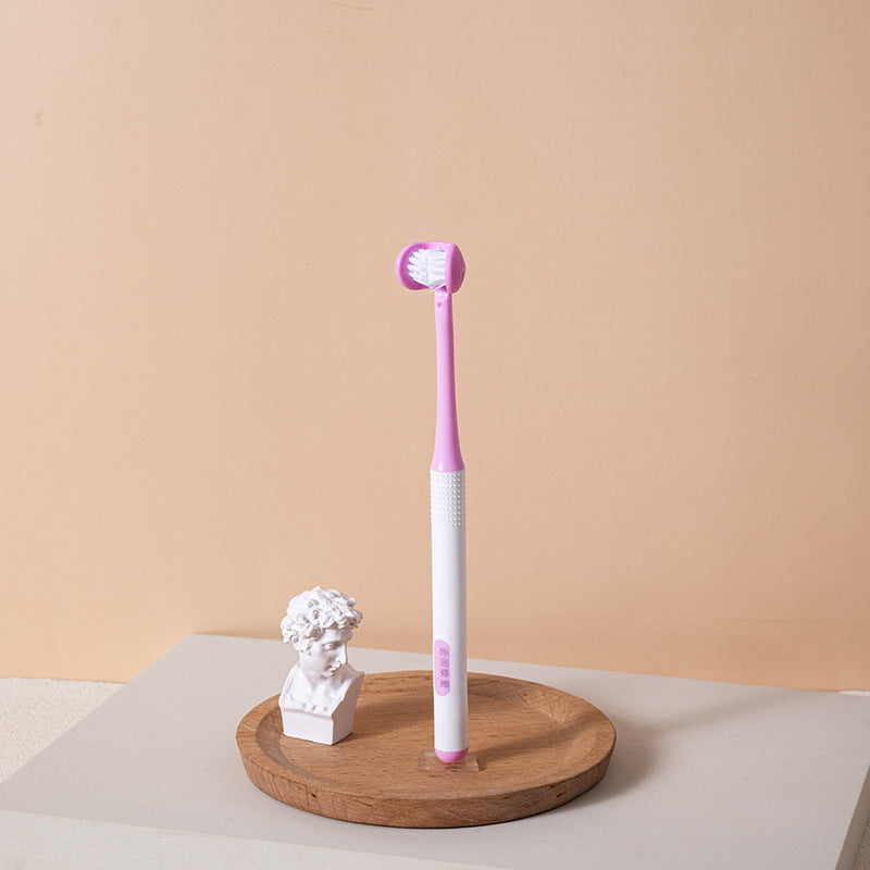 3-sided toothbrush in pink