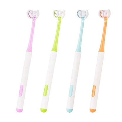 Triple-head toothbrush for thorough brushing