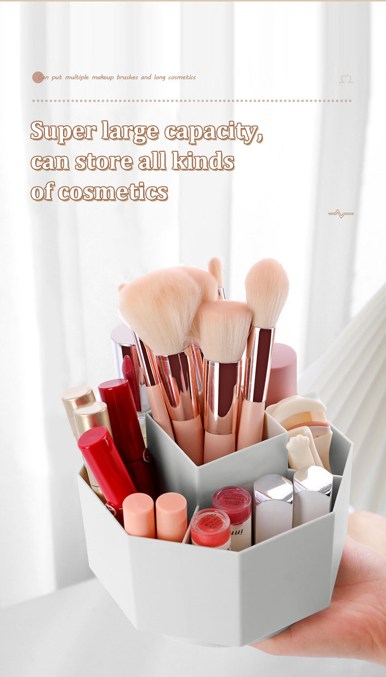 Makeup brush organizer with 360-degree rotating base