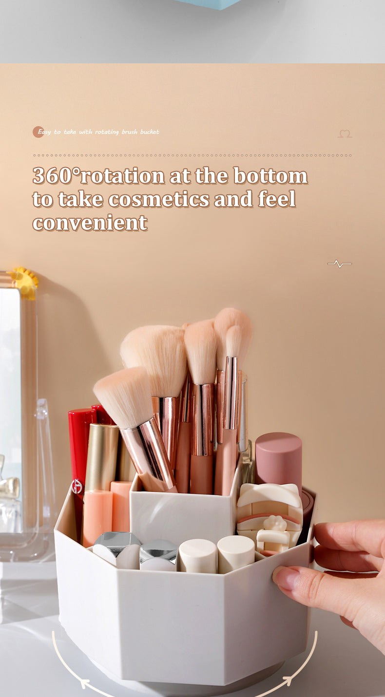 Rotating makeup storage for skincare and cosmetics