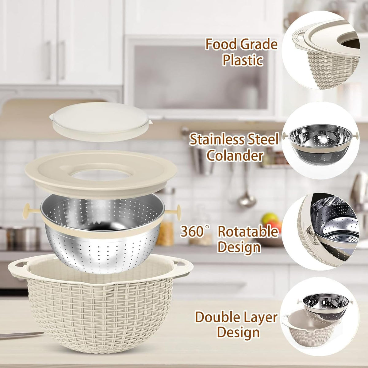 Mixing bowl set for baking