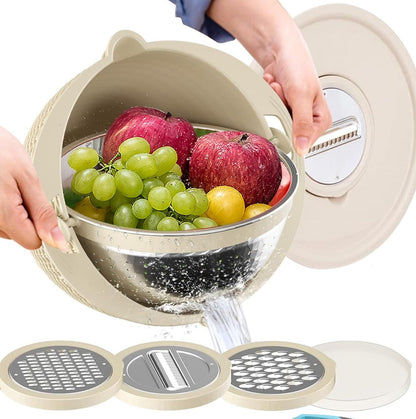 4-in-1 colander and mixing bowl set in beige