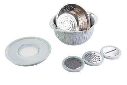 4-in-1 colander and mixing bowl set in gray