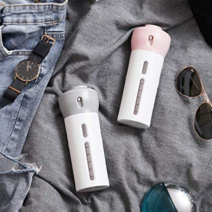 4-in-1 travel shampoo dispenser with 4 refillable bottles