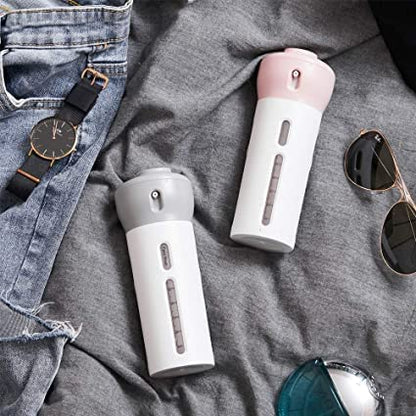 4-in-1 travel shampoo dispenser with 4 refillable bottles