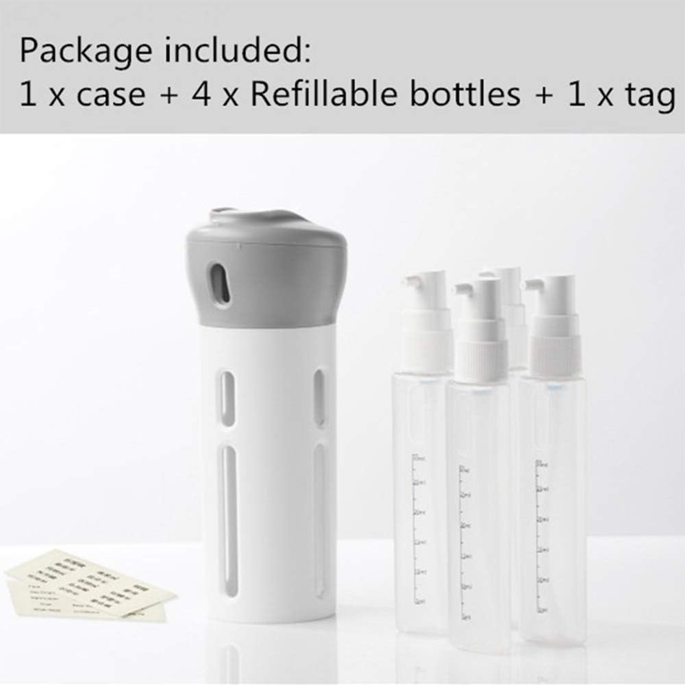 4-in-1 travel shampoo dispenser in gray