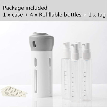 4-in-1 travel shampoo dispenser in gray