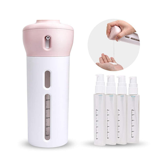 4-in-1 travel shampoo dispenser in pink