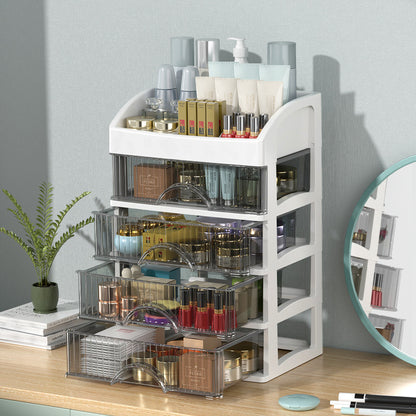 5-level organizer with transparent drawers, black