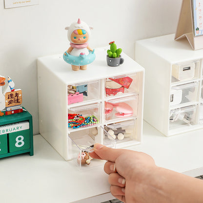 Storage box with 6 transparent drawers