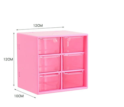 6 grids drawers storage box in pink