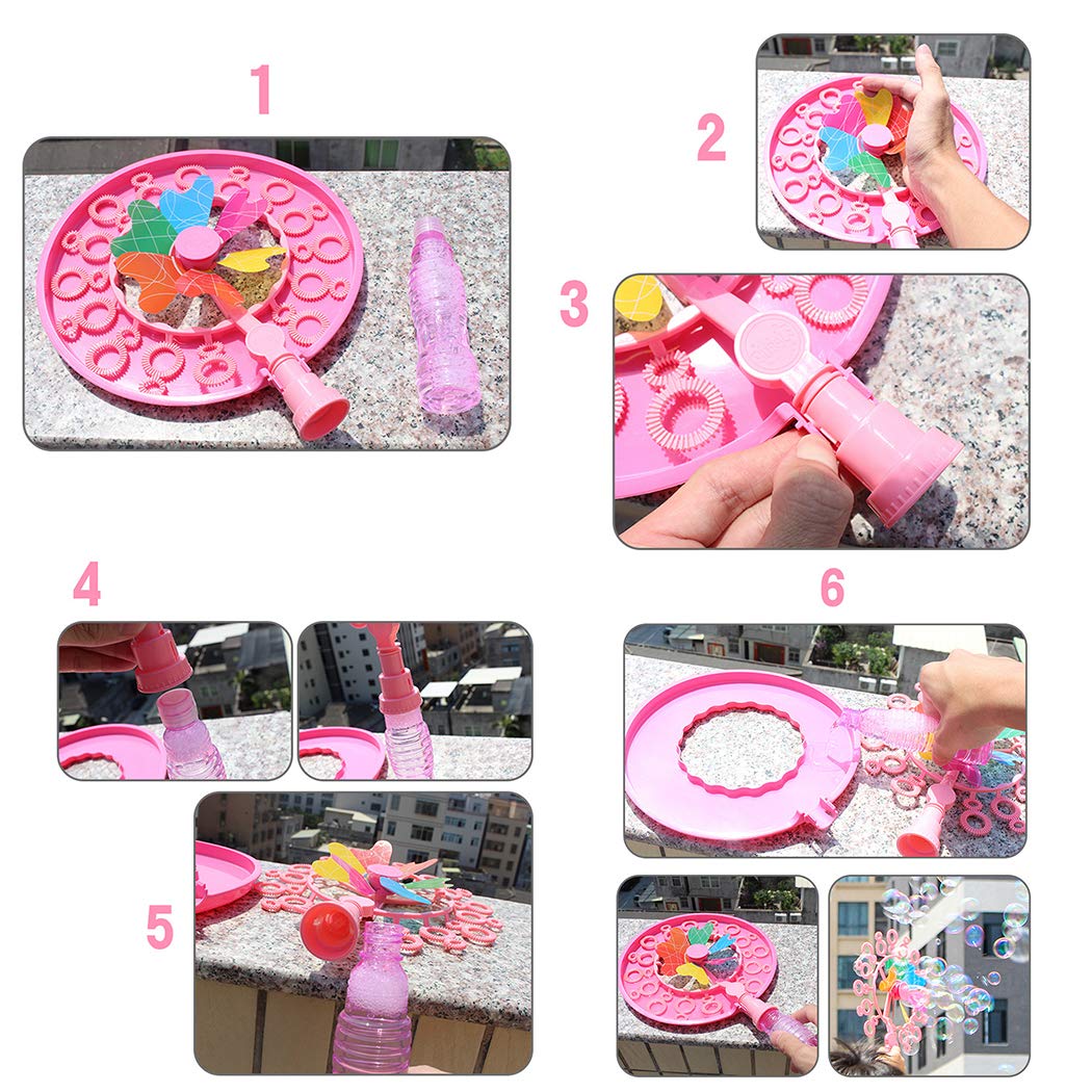 Windmill Bubble Wand, Bubble Blower and Pinwheel Spinner for Kids with Solution in Handle