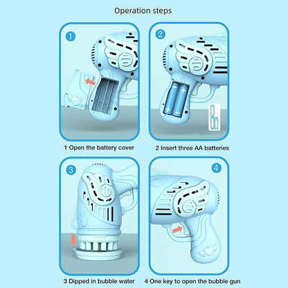 23 Holes Bubble Gun for Kids, Fan Bubble Maker Bubble Blower Automatic Bubble Machine Toy for Kids