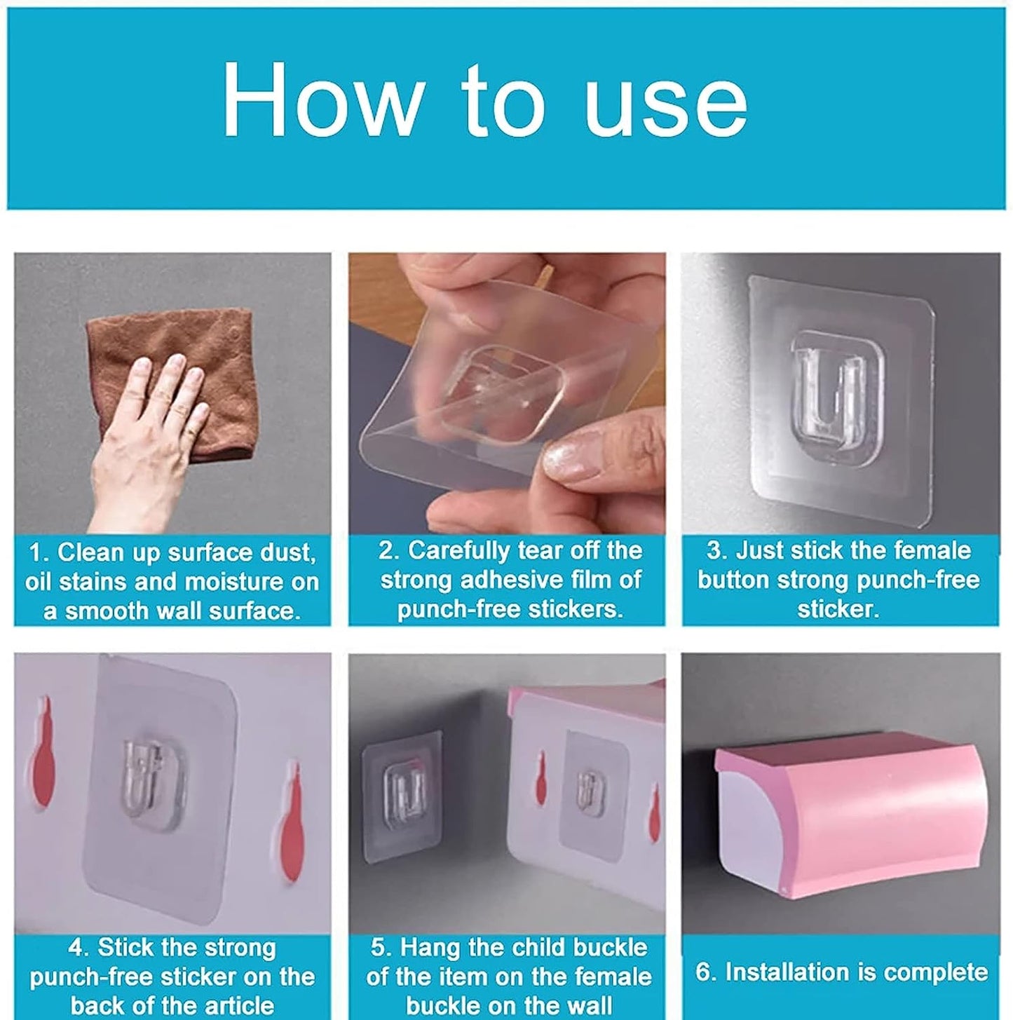 Double Sided Adhesive Hook (5 pairs)