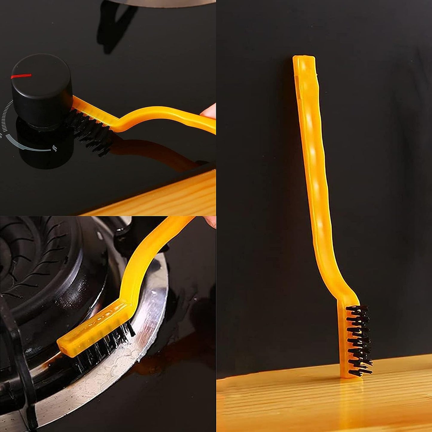 Gas Stove Cleaning Brushes (3 Pcs) , Nylon/Brass/Stainless Steel Wire Brushes for Cleaning