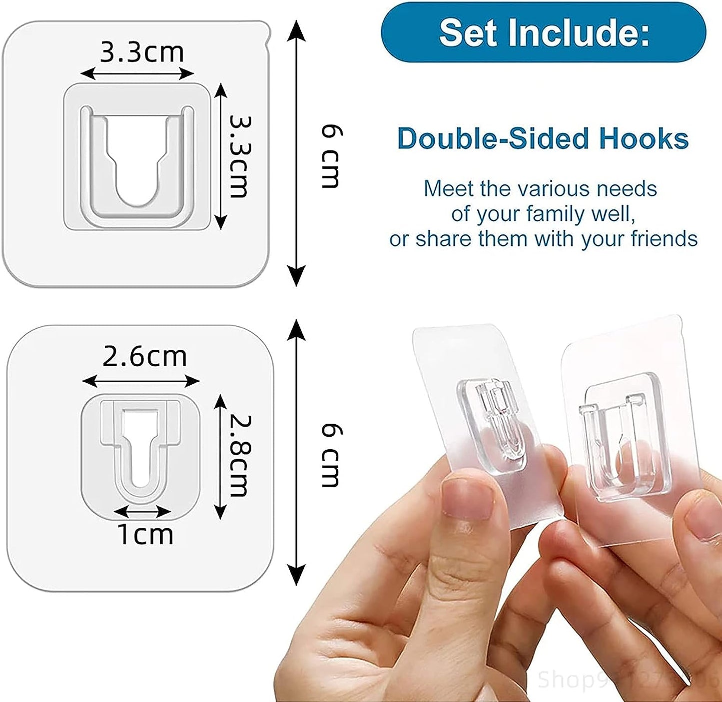 Double Sided Adhesive Hook (5 pairs)