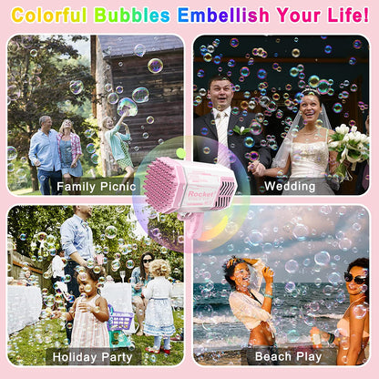 69 Holes Bubbles Gun with Colorful Lights for Kids and Adult, Automatic Bubble Maker Gun for Indoor Outdoor Playing Activity