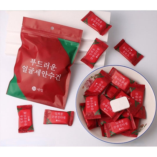 Compressed Magic Towel 20Pcs/Bag  Pure Cotton Compressed Portable Travel Facial Towel Washcloth Napkin Moistened Tissues