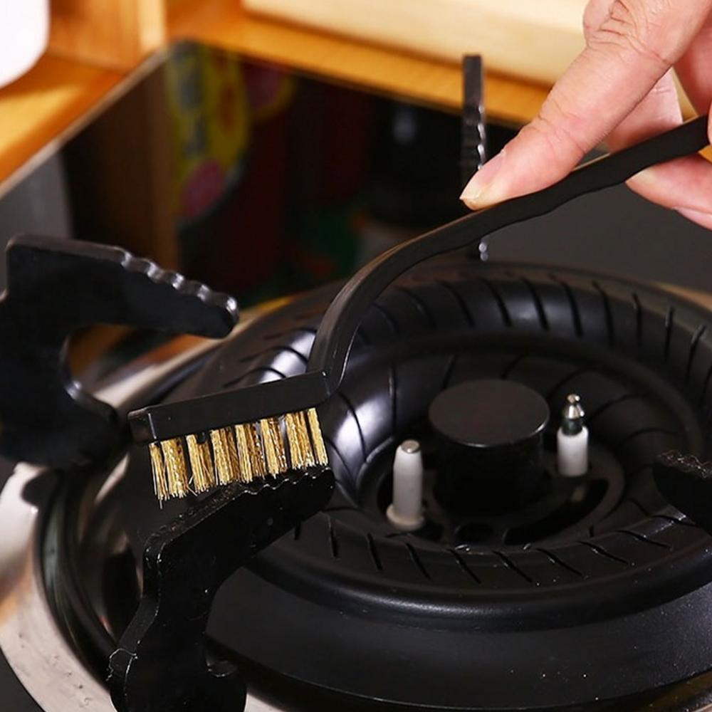 Gas Stove Cleaning Brushes (3 Pcs) , Nylon/Brass/Stainless Steel Wire Brushes for Cleaning