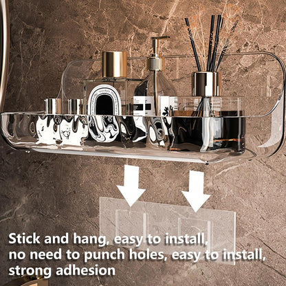 Clear bathroom shelf for toiletries